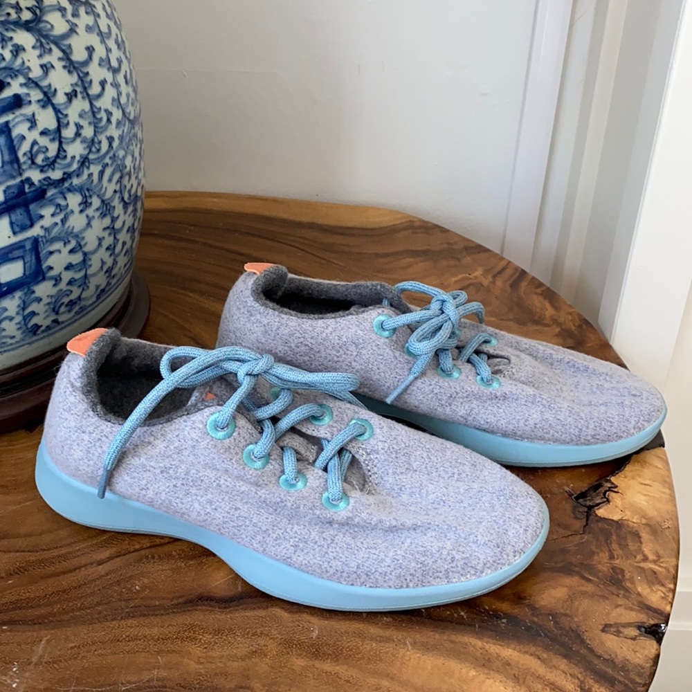 Allbirds Wool Runners, grey/turquoise, size 8W